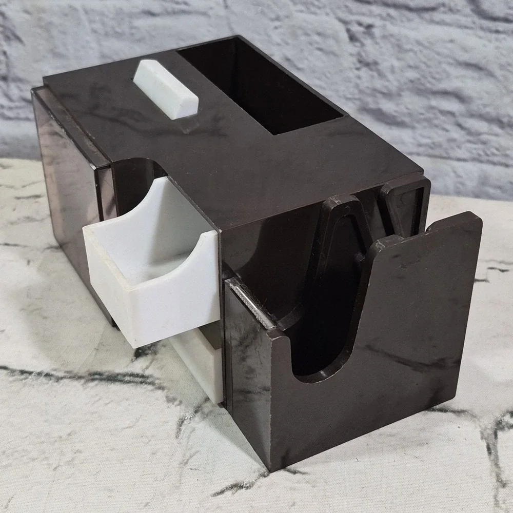 Vintage Perpetual Desk Calendar Clicker Tape Dispenser Desk Tray Hong Kong 1970s